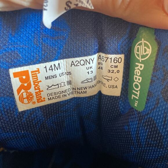 Limited Edition Rare Sam Adams X Timberland Men's Tan Blue Work Boots 14 - Picture 4 of 9